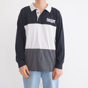 Vintage Y2K Eminem Slim Shady Black White Spellout Rugby 100% Cotton Shirt M